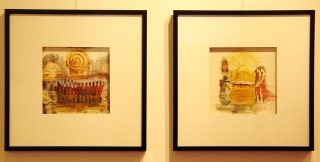 Fannie Lee, Yellow Moon and Autumn Moon, Fiber Collage, 24" x 20", 2003