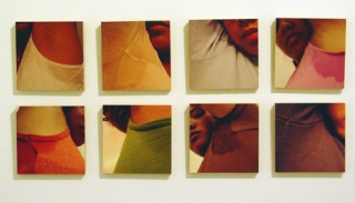 Jacie Lee Almira, Perspiration, Digital Photo onto Wood Panel, 27" x 121/2", 2002