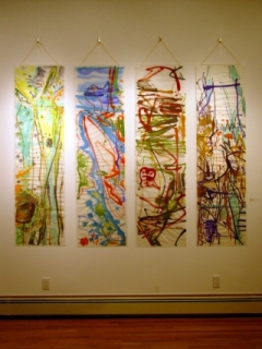 Yan Kong, Four Seasons, Watercolor on Rice Paper , 70" x 19", 2003
