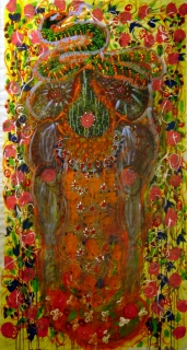 Seema Christie, Shakti (Demon Love), Tempera on paper, 52" x 29", 2002