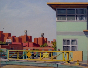 Ella Yang, Yellow Gate, Union Street Bridge, Oil on Canvas, 14" x 18", 2003