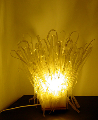 Yan Kong, Light for Night 2, Dried rice noodle, edible wax,, light fixture
